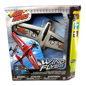 NEW Air Hogs "Wind Flyers" Grey Aircraft Airplane Free Flying Launched Plane NIB